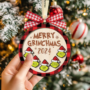 Personalized Family Christmas Ornament, Merry Grinchmas Ornament, Cartoon Christmas Ornament, Grinch Christmas Ornament