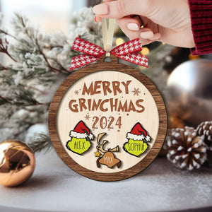 Personalized Family Christmas Ornament, Merry Grinchmas Ornament, Cartoon Christmas Ornament, Grinch Christmas Ornament