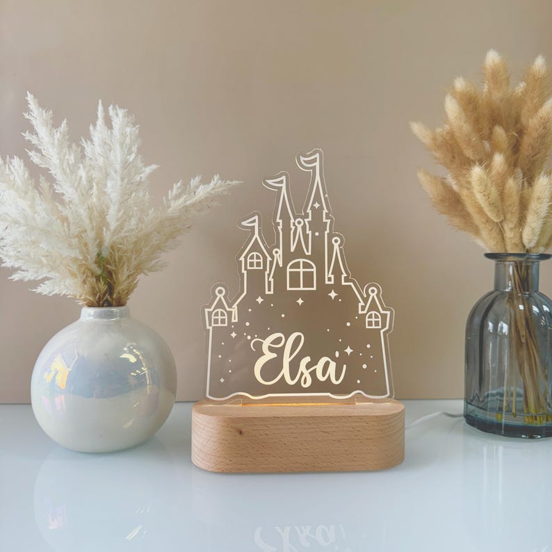 Personalized Princess Castle Night Light - Custom LED Lamp for Kids, Perfect Gift for Princess Lovers, Unique Room Decor,Nightlight for Girl