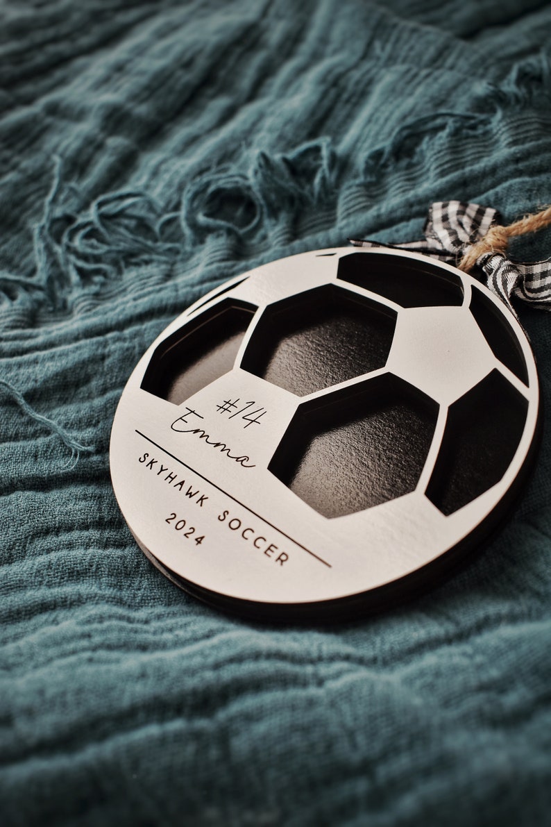 Custom Sports Ball Ornaments | Personalized Wooden Ornaments | Football, Baseball, Basketball, Soccer Ball Decor | Meaningful Holiday Gifts