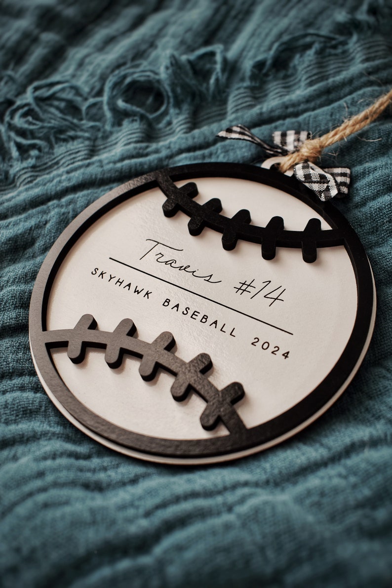 Custom Sports Ball Ornaments | Personalized Wooden Ornaments | Football, Baseball, Basketball, Soccer Ball Decor | Meaningful Holiday Gifts