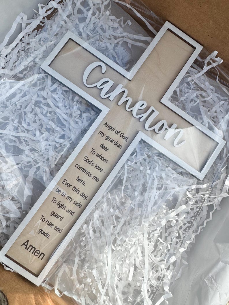 Personalized Wooden Baptism Cross/Baby Shower/Nursery Decor/Custom Baptism Gift/Easter Decor/Baptism Gift/Prayer Cross/Christening gift