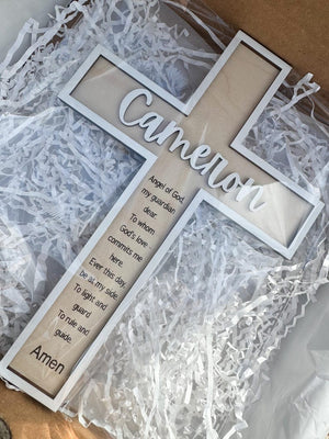 Personalized Wooden Baptism Cross/Baby Shower/Nursery Decor/Custom Baptism Gift/Easter Decor/Baptism Gift/Prayer Cross/Christening gift