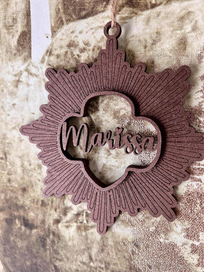 Girl Scout Ornament, Personalized Gold Silver Bronze Award Daisy Troop Sign, girl scout award wooden ornament