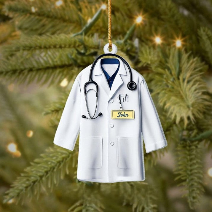 Personalized Doctor Ornament, 2D Flat Doctor Christmas Ornament, Doctor Gift, Healthcare Workers Gift, Dr Ornament, Gift for Dr,Medical Grad