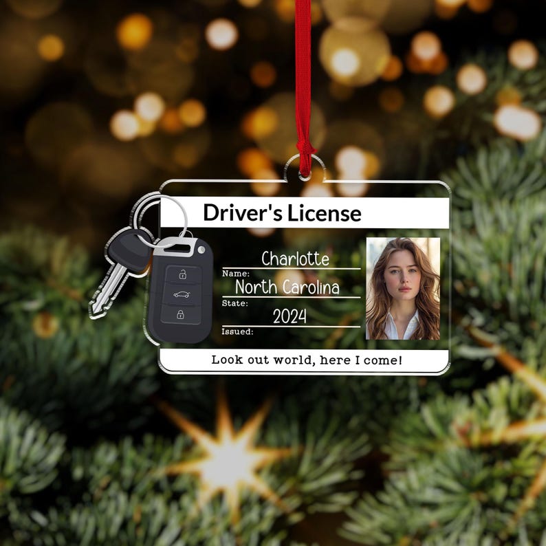 Personalized New Driver Ornament 2024, Drivers License Ornament, Gift for New Driver, Driving Ornament, Drivers Permit Christmas Ornament