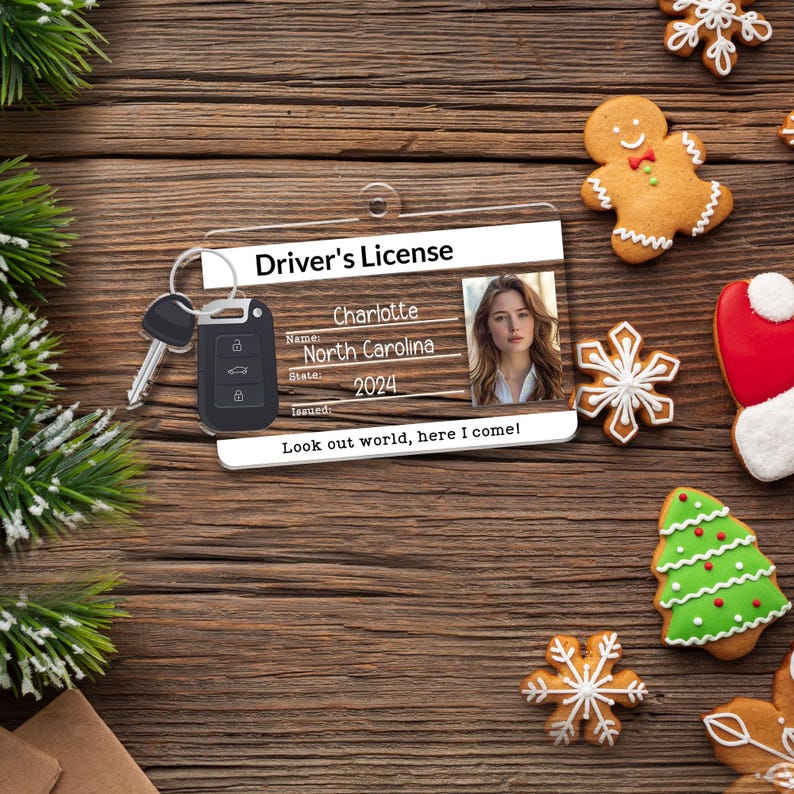 Personalized New Driver Ornament 2024, Drivers License Ornament, Gift for New Driver, Driving Ornament, Drivers Permit Christmas Ornament