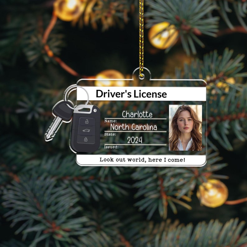 Personalized New Driver Ornament 2024, Drivers License Ornament, Gift for New Driver, Driving Ornament, Drivers Permit Christmas Ornament
