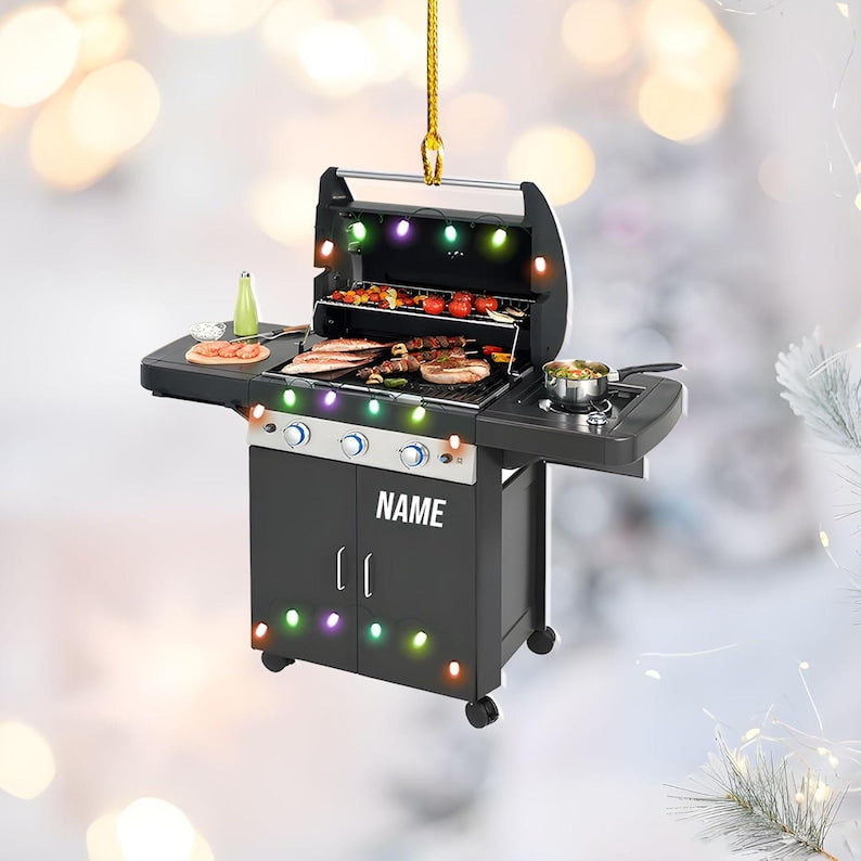 Personalized Grill Christmas Ornament, Grill Flat Shape Ornament, Barbeque BBQ Christmas Ornament for Grill Master 2025, Gift for Griller