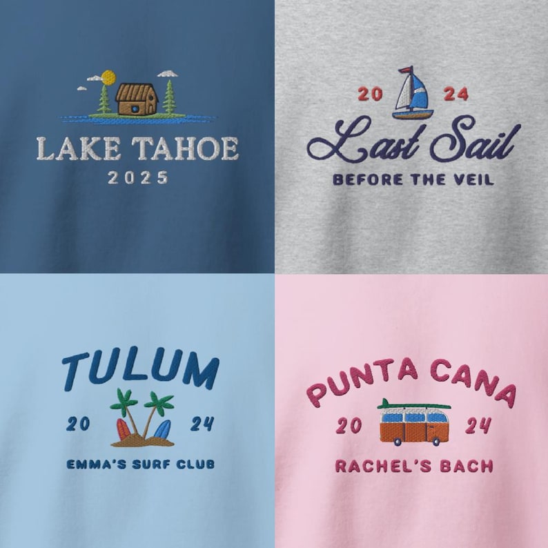 Custom Bachelorette Sweatshirt embroidered, luxury social club, bridal party gift, personalized wedding crewnecks, custom girls trip merch