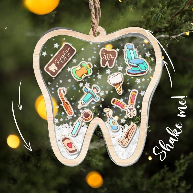 Personalized Tooth Shaker Ornament, Dental Assistant Gifts,Dental Hygiene Shaker,Dental Assistant Ornament,Dental Hygiene Dental Hygienist