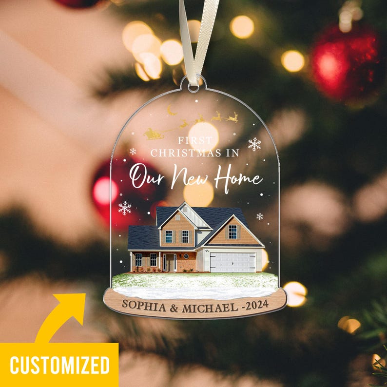 New Home Ornament, Custom New Home Gift, Custom New Home Photo Ornament, Custom Our First Home Ornament, Housewarming Ornament Gift