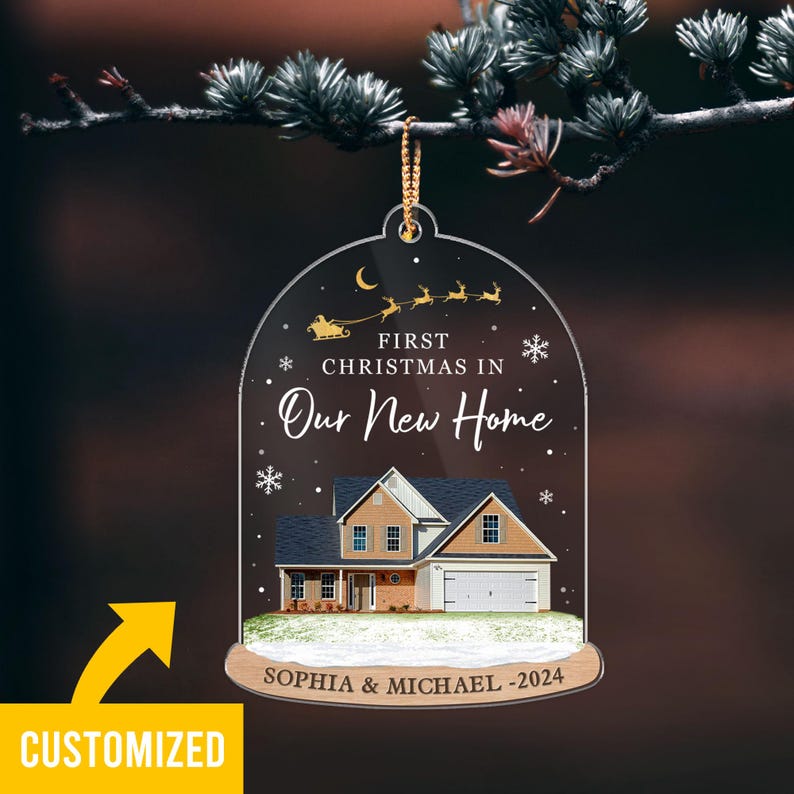 New Home Ornament, Custom New Home Gift, Custom New Home Photo Ornament, Custom Our First Home Ornament, Housewarming Ornament Gift