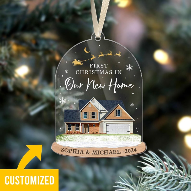 New Home Ornament, Custom New Home Gift, Custom New Home Photo Ornament, Custom Our First Home Ornament, Housewarming Ornament Gift