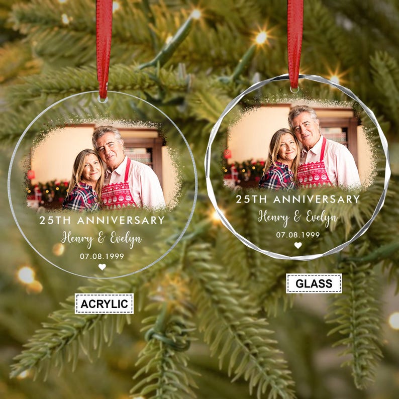 Custom Wedding Anniversary Christmas Ornament,Valentines Day Gift for Her,First 9th 10th 25th 50th Anniversary Ornament, Married Ornament