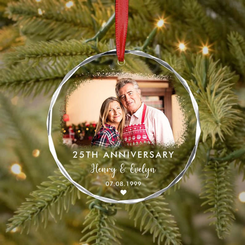 Custom Wedding Anniversary Christmas Ornament,Valentines Day Gift for Her,First 9th 10th 25th 50th Anniversary Ornament, Married Ornament