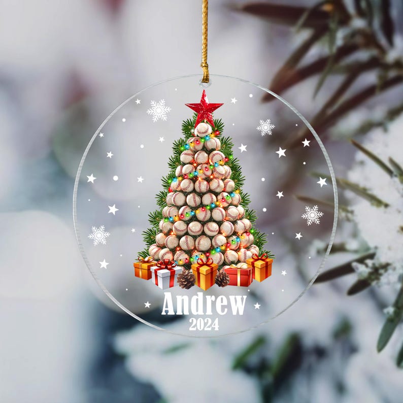 Baseball Christmas Ornament, Baseball Ornament, 2024 Ornament, 2024 Baseball Ornament, Personalized Baseball Ornament, Baseball Mom Gift