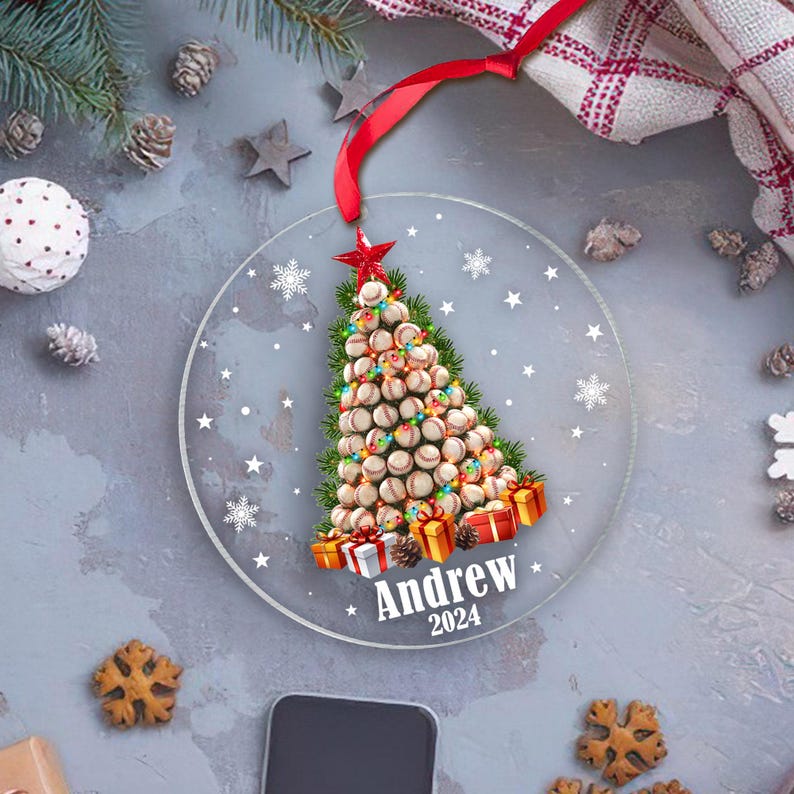 Baseball Christmas Ornament, Baseball Ornament, 2024 Ornament, 2024 Baseball Ornament, Personalized Baseball Ornament, Baseball Mom Gift