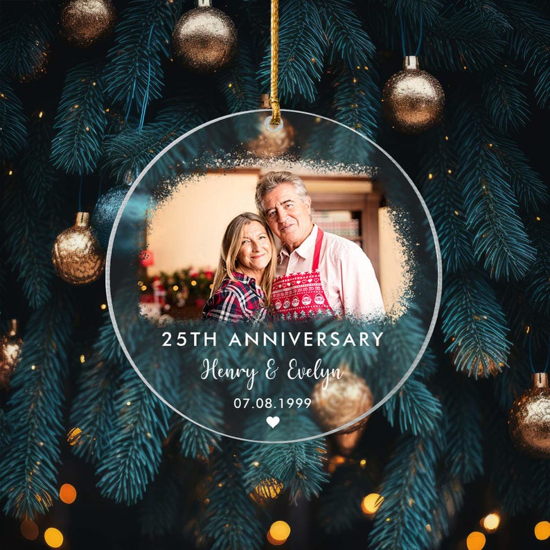 Custom Wedding Anniversary Christmas Ornament,Valentines Day Gift for Her,First 9th 10th 25th 50th Anniversary Ornament, Married Ornament