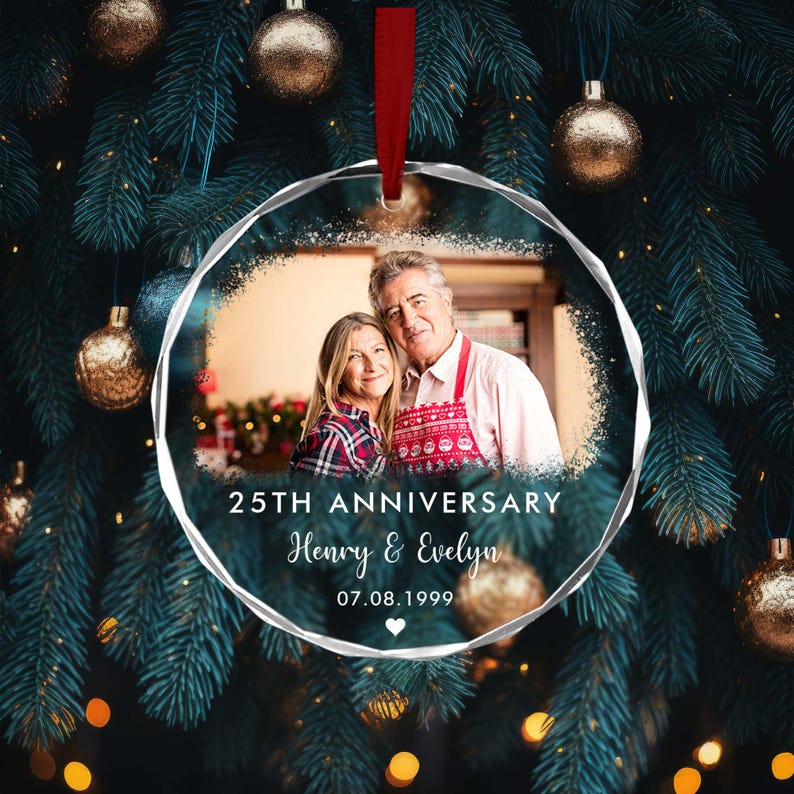 Custom Wedding Anniversary Christmas Ornament,Valentines Day Gift for Her,First 9th 10th 25th 50th Anniversary Ornament, Married Ornament