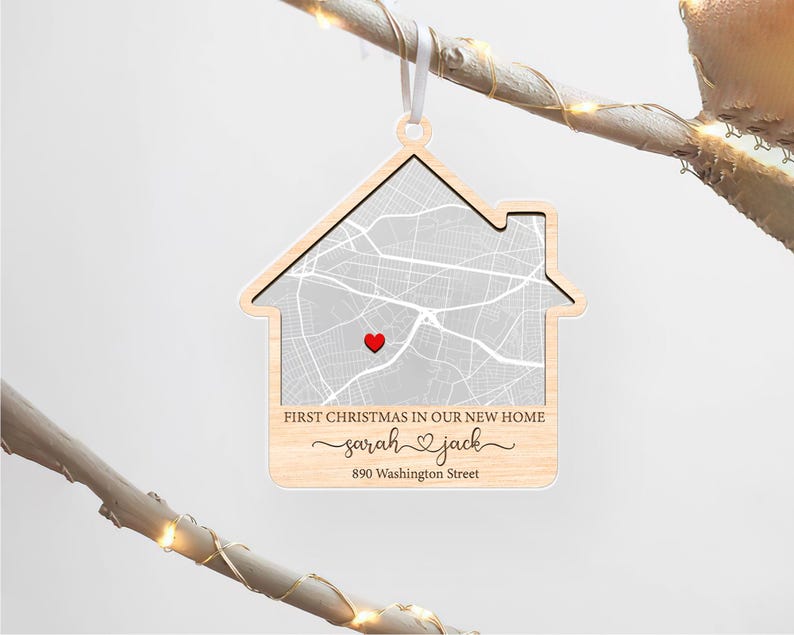 Custom First Home Map Ornament, First Christmas New Home Christmas Ornament, New Home Ornament, Christmas Keepsake, Couple New Home Gift