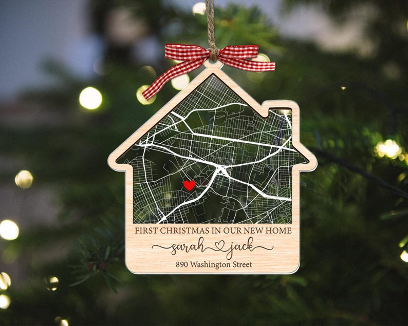 Custom First Home Map Ornament, First Christmas New Home Christmas Ornament, New Home Ornament, Christmas Keepsake, Couple New Home Gift