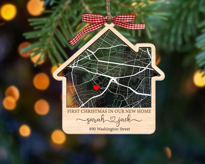 Custom First Home Map Ornament, First Christmas New Home Christmas Ornament, New Home Ornament, Christmas Keepsake, Couple New Home Gift