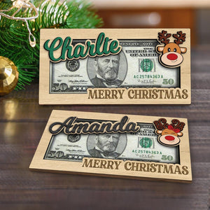 Personalized Cute Money Holder Christmas, Reindeer Money Holder, Santa Money Holder, Xmas Gift for Family, Money Card Gift