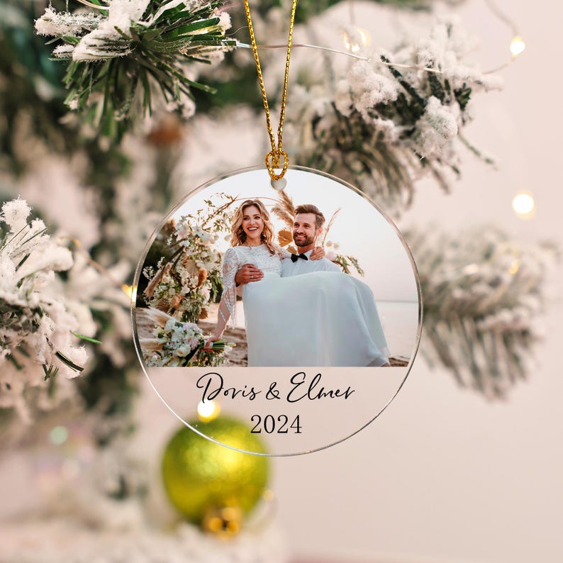 Personalized Photo Christmas Ornaments,Custom Picture Ornament,Engagement Gift,Family Christmas,Baby's First Christmas,Memorial Ornaments