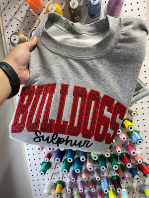 Custom School/Mascot Glitter Applique Embroidered Sweatshirt