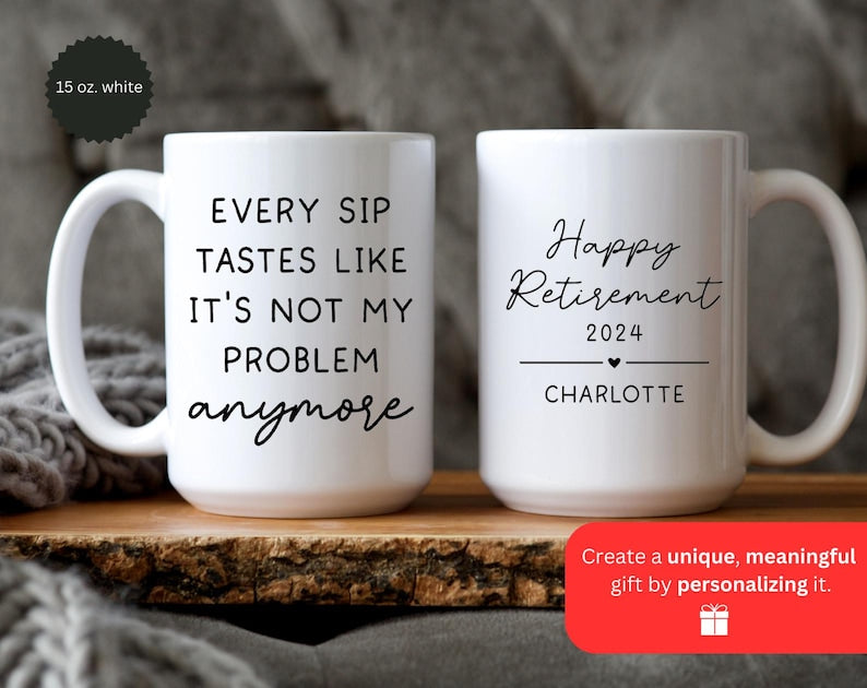 Personalized Retirement Coffee Mug, Happy Retirement Cup,Custom Retirement Gift For Boss Co Worker,Officially Retired Cup For Her