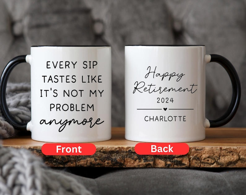 Personalized Retirement Coffee Mug, Happy Retirement Cup,Custom Retirement Gift For Boss Co Worker,Officially Retired Cup For Her