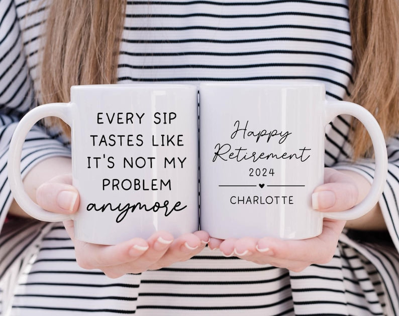 Personalized Retirement Coffee Mug, Happy Retirement Cup,Custom Retirement Gift For Boss Co Worker,Officially Retired Cup For Her