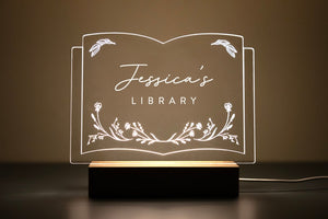 Personalized Library Sign, Library Decor, Bookshelf Decor, Book lover gift, Bookish gifts, Bookish decor, Gifts for readers, LED Sign