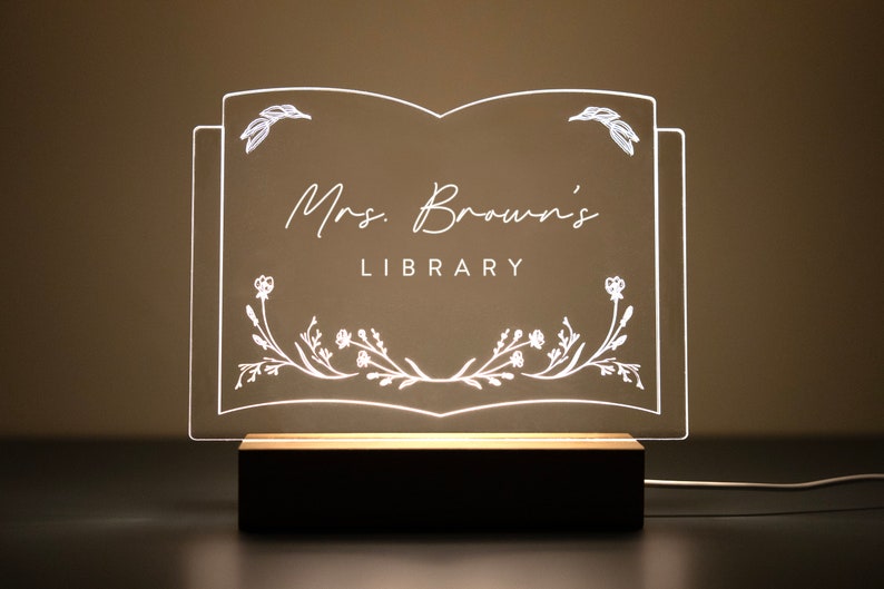 Personalized Library Sign, Library Decor, Bookshelf Decor, Book lover gift, Bookish gifts, Bookish decor, Gifts for readers, LED Sign