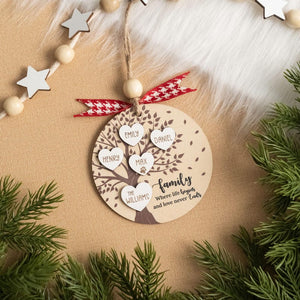 Personalized Family Tree Ornament, Family Gift, Christmas Decor, Wood Ornaments, Personalized Xmas, Holiday Decor, Personalized Gifts