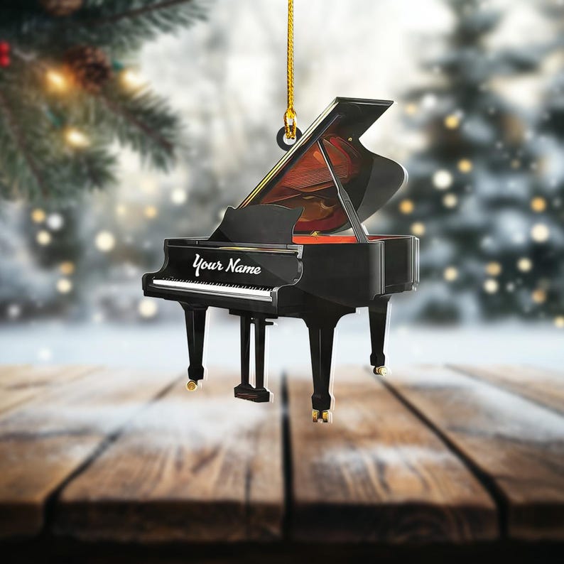 Personalized Piano Christmas Ornament, Piano Player Ornament, Musician Gift, Piano Lovers Acrylic Ornament, Music Christmas Flat Ornament