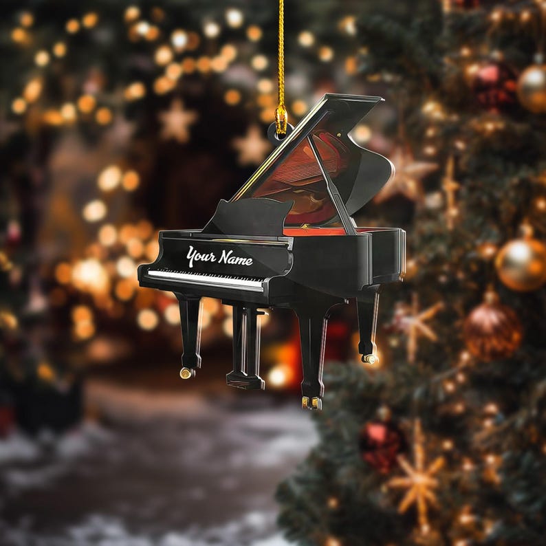 Personalized Piano Christmas Ornament, Piano Player Ornament, Musician Gift, Piano Lovers Acrylic Ornament, Music Christmas Flat Ornament