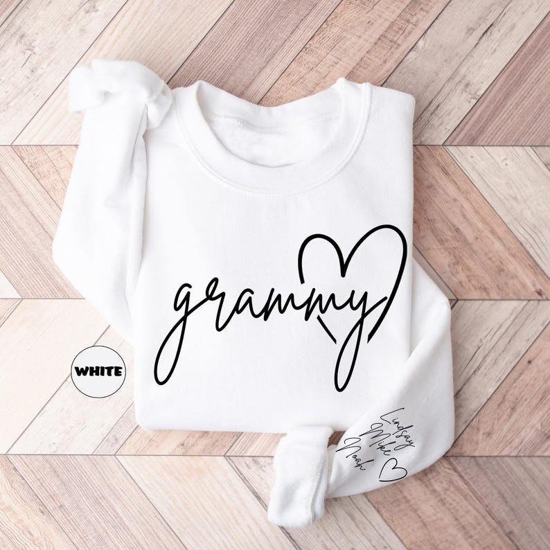 Personalized Grammy Sweatshirt, Custom Grandma Hoodie, Cute Granny Outfit With Grandkids Names On Sleeve, Grandma Clothing, Birthday Gifts
