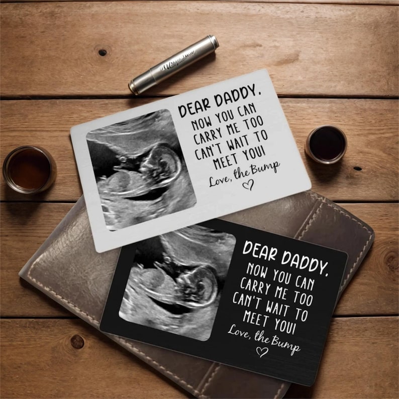 Custom Metal Ultrasound Photo Wallet Card, New Baby Sonogram Gift, Wallet Insert Card, Pregnancy Gift,New Dad Gift for Him, Fathers Day Gift