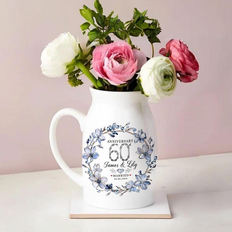 Personalized 60th Wedding Anniversary Flower Vase, 60th Wedding Anniversary Keepsake Gift, Diamond Wedding Anniversary Gift il_794xN.6330682805_h334.jpg