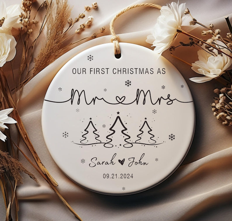 Our First Christmas As Mr & Mrs Ornament, First Christmas Married Ornament 2025, Just Married Ornament, Wedding Ornament, Mr And Mrs Gifts
