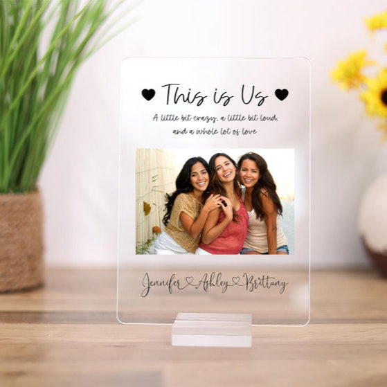 Best Friends Personalized Picture Frame Plaque, Custom 3 Best friends acrylic desk Plaque, Custom Besties Forever Best Friend Birthday Gift