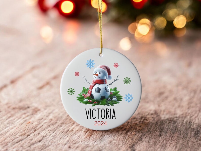 Custom Soccer Ornament - Snowman Name Ornament - 2024 Soccer Ornament - Personalized - Christmas gift - Family Keepsake - Snowman Ornament