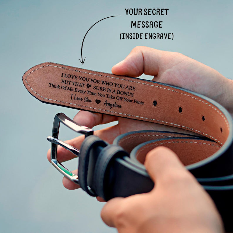 Personalized Leather Belt for Anniversary - Handcrafted Custom Belt for Him, Christmas Day Gift for Husband, Gift for him