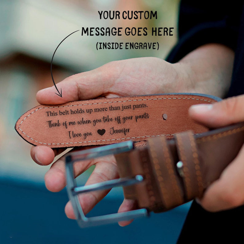 Personalized Leather Belt for Anniversary - Handcrafted Custom Belt for Him, Christmas Day Gift for Husband, Gift for him