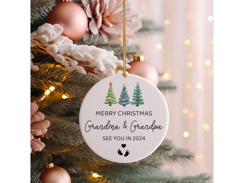 Grandparents Ornaments, Grandparents Gifts, See you in 2025 Ornament, Merry Christmas Keepsake, New Grandma Grandpa Baubles,Baby Coming Soon