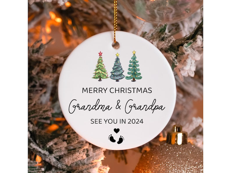 Grandparents Ornaments, Grandparents Gifts, See you in 2025 Ornament, Merry Christmas Keepsake, New Grandma Grandpa Baubles,Baby Coming Soon