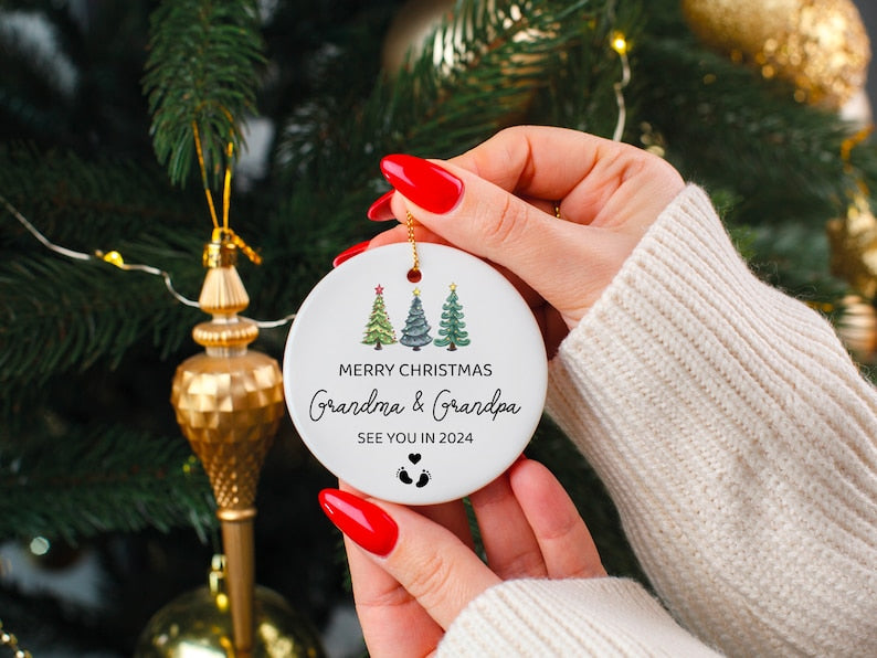 Grandparents Ornaments, Grandparents Gifts, See you in 2025 Ornament, Merry Christmas Keepsake, New Grandma Grandpa Baubles,Baby Coming Soon