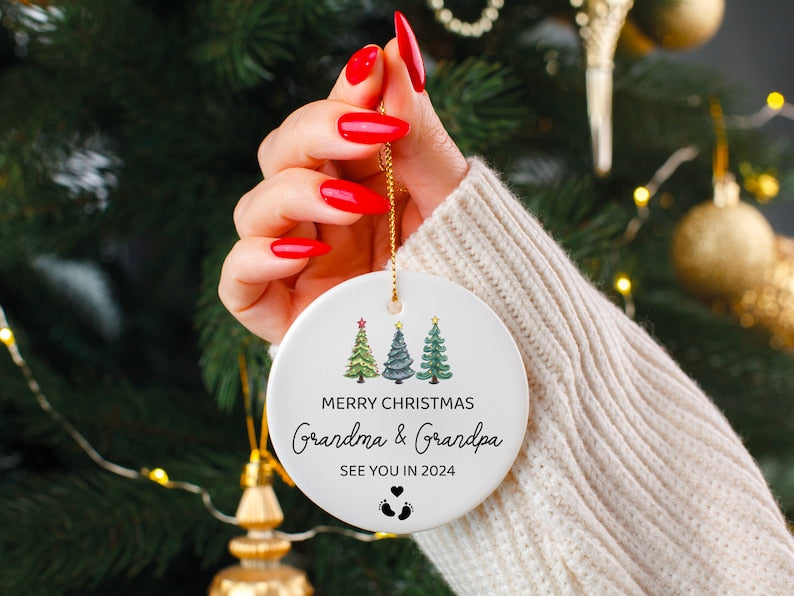 Grandparents Ornaments, Grandparents Gifts, See you in 2025 Ornament, Merry Christmas Keepsake, New Grandma Grandpa Baubles,Baby Coming Soon